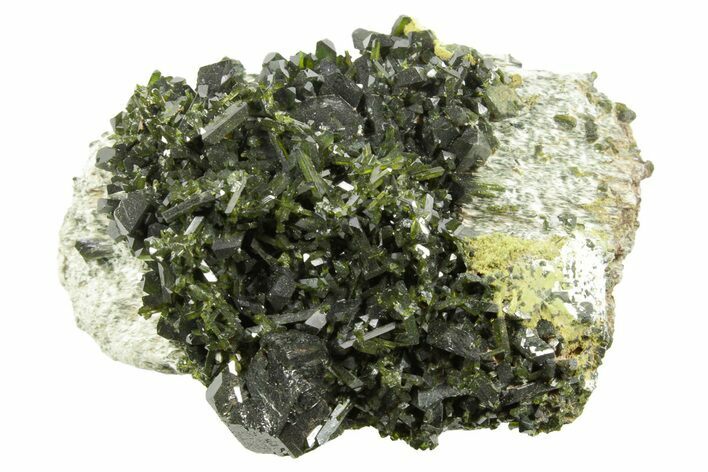 Lustrous Epidote Crystals with Actinolite - Pakistan #374635